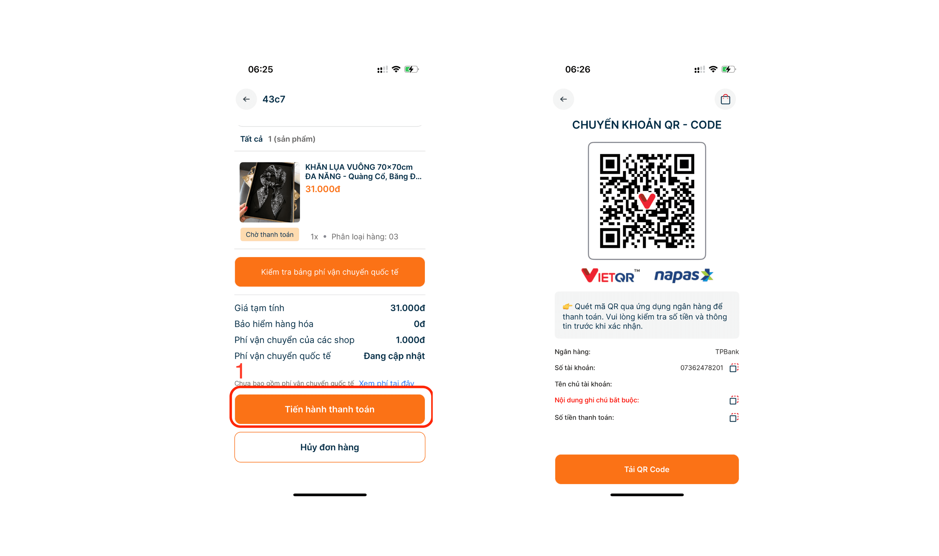 Sopibox | Thanh toán đơn hàng